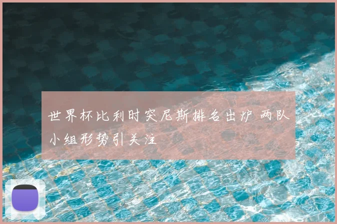世界杯比利时突尼斯排名出炉 两队小组形势引关注